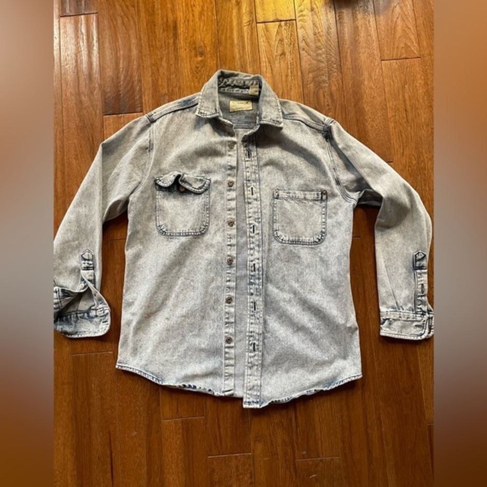 Vintage 90’s St. John’s Bay acid wash denim button down